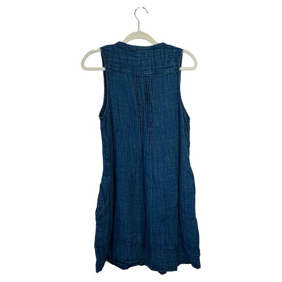 FAHERTY Isha Dress Indigo Blue Denim Chambray Size Medium Casual Summer - Picture 3 of 8